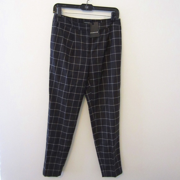 Plaid Trouve Ankle Length Trousers/Grey and White/Size 2/New with Tags - Picture 1 of 12